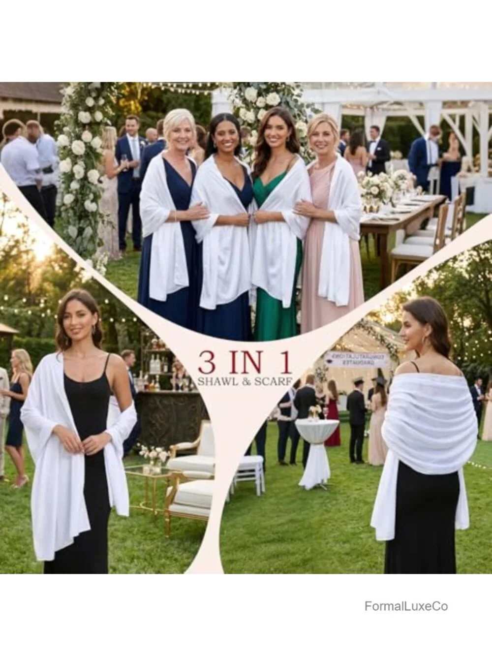 Satin Shawl Wrap for Evening Dresses Wedding Formal Cover Up